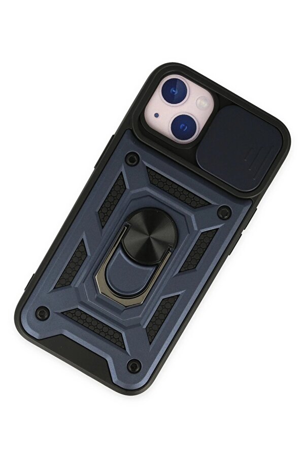 İphone 14 Kılıf Pars Lens Yüzüklü Si̇li̇kon - Laci̇vert