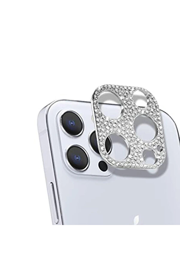 Ally İphone 12 Pro Max Kamera Koruyucu Lens Di̇amond Taş İşlemeli̇-(1903) - Ogz3653-2430