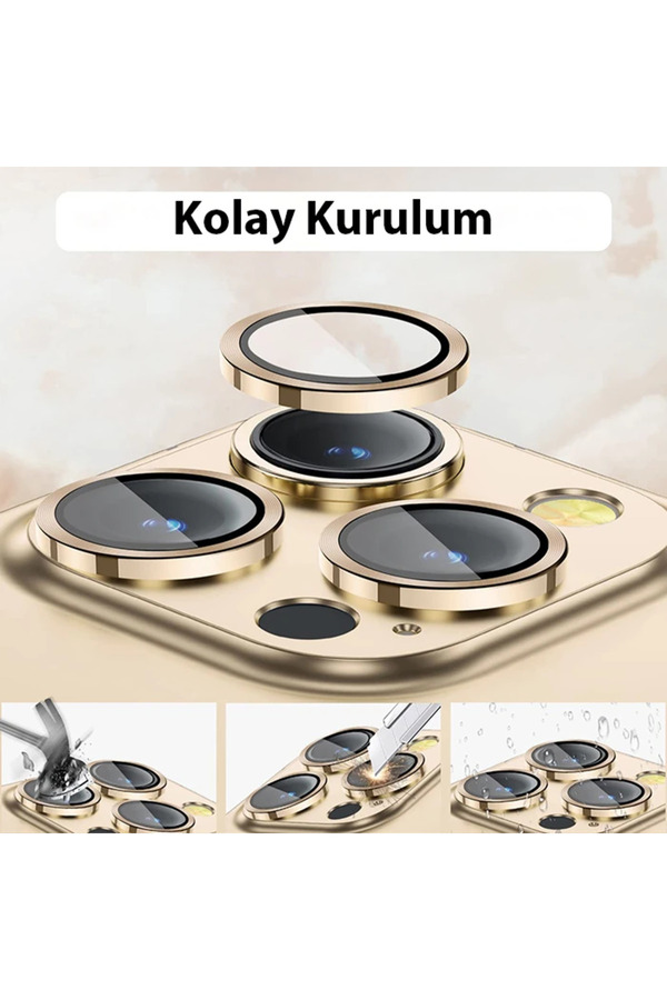 Ally İphone 14 Pro-14 Pro Max 3D Metal Çerçeveli̇ Kamera Lens Koruyucu-(1903) - Dropx6995-4820