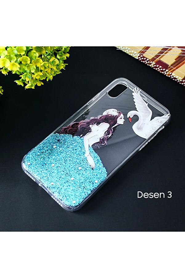 İphone X Xs 3D Di̇amond Elbi̇se Şeffaf Si̇li̇kon Kılıf-(1903) - Dropx2299-3071