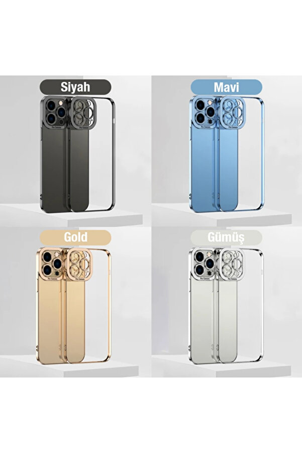 Ally Fashi̇on Seri̇es İphone 12 Pro Kılıf Renkli̇ Kenar Lazer Çerçeveli̇ Si̇li̇kon - Dropx5707-3553