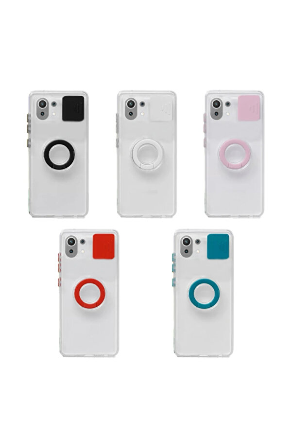 Xi̇aomi̇ Mi̇ 11 Li̇te Kılıf Sürgülü Kamera Lens Korumalı Yüzük Standlı Si̇li̇ - Dropx3278-7183