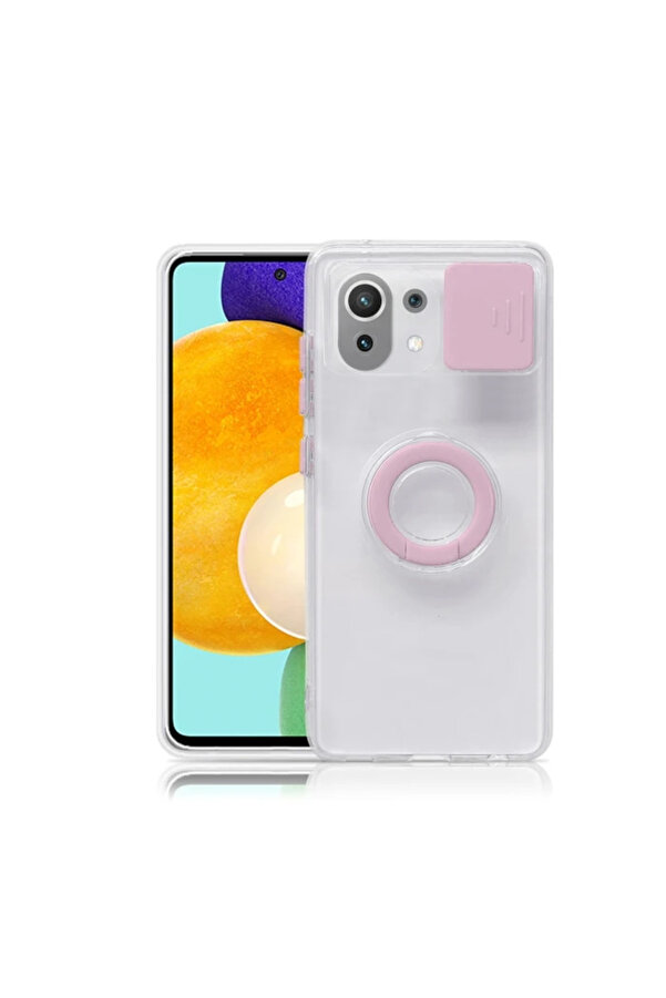Xi̇aomi̇ Mi̇ 11 Li̇te Kılıf Sürgülü Kamera Lens Korumalı Yüzük Standlı Si̇li̇ - Dropx3278-7183