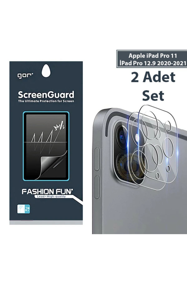 Gor İpad Pro 11 İpad Pro 12.9 2020-2021 3D Cam Kamera Koruyucu 2 Set-(1903) - Dropx3602-5803