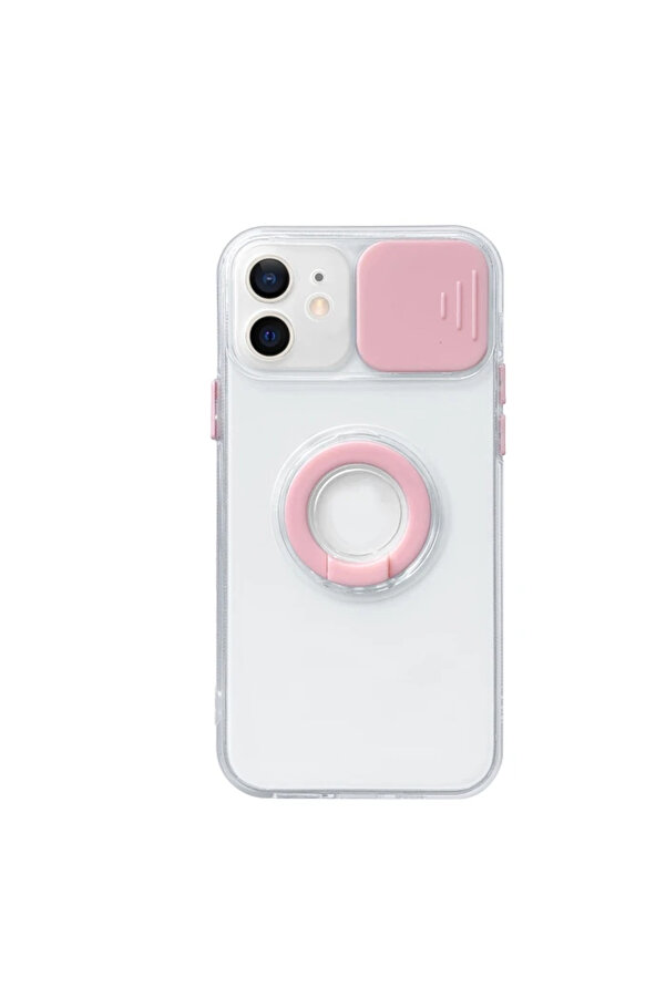 Ally İphone 12 6.1İnç Kılıf Sürgülü Kamera Lens Korumalı Yüzük Standlı - Dropx4486-1395