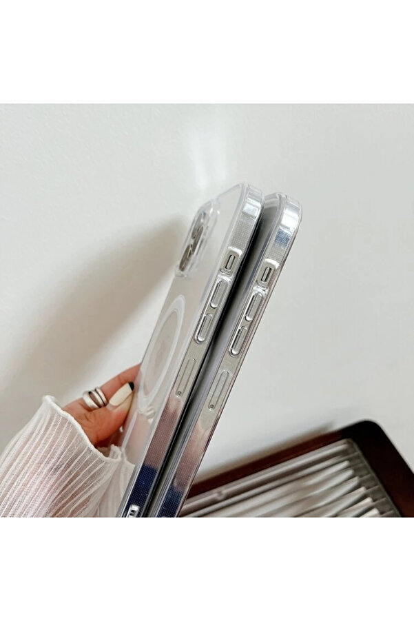 Ally İphone 15 Plus Magsafe Uyumlu Manyeti̇k Şeffaf Si̇li̇kon Kılıf-(1903) - Ogkn1393-2457