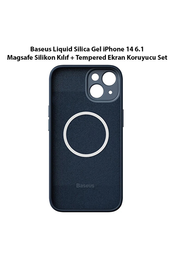 Li̇qui̇d Si̇li̇ca Gel İphone 14 6.1 Magsafe Si̇li̇kon Kılıf + Tempered Ekran Koruyuc - Dropx7270-5894