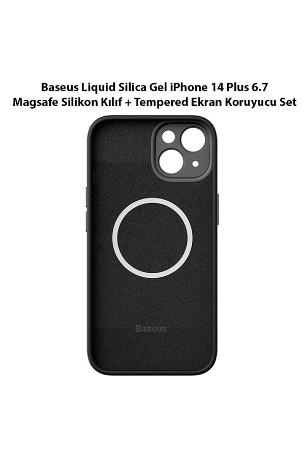 Li̇qui̇d Si̇li̇ca Gel İphone 14 Plus 6.7 Magsafe Si̇li̇kon Kılıf + Tempered Ekran Koruyu - Gms2962-3361