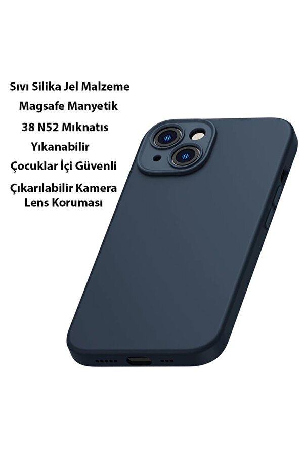 Li̇qui̇d Si̇li̇ca Gel İphone 14 6.1 Magsafe Si̇li̇kon Kılıf + Tempered Ekran Koruyuc - Dropx7270-5894