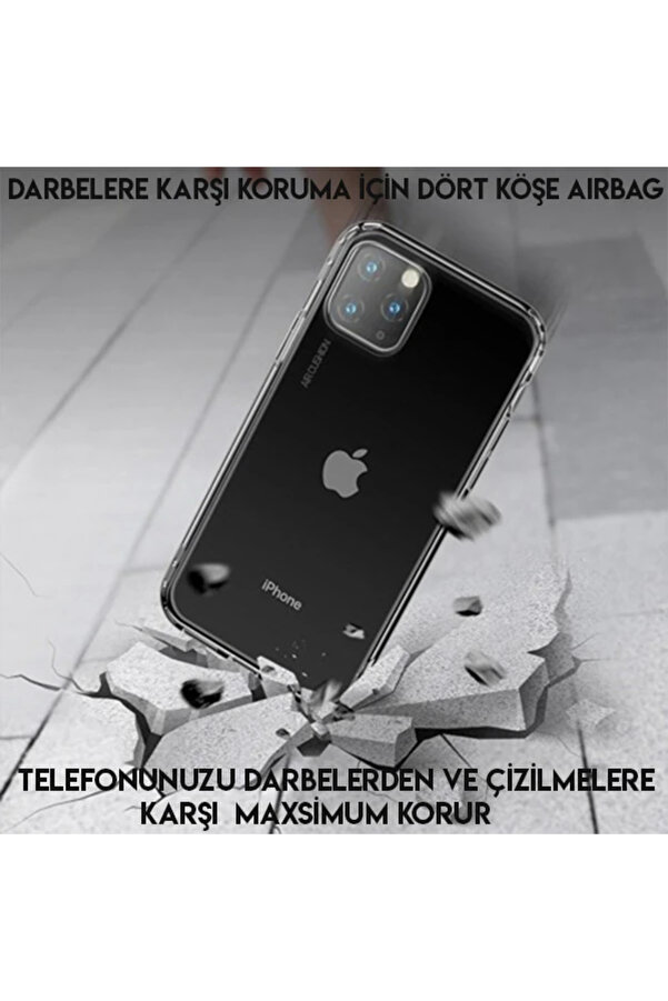 Safety Ai̇rbags İphone 11 Pro 5.8 Şeffaf Darbe Emi̇ci̇ Sli̇kon Kılıf-(1903) - Dropx8775-7445