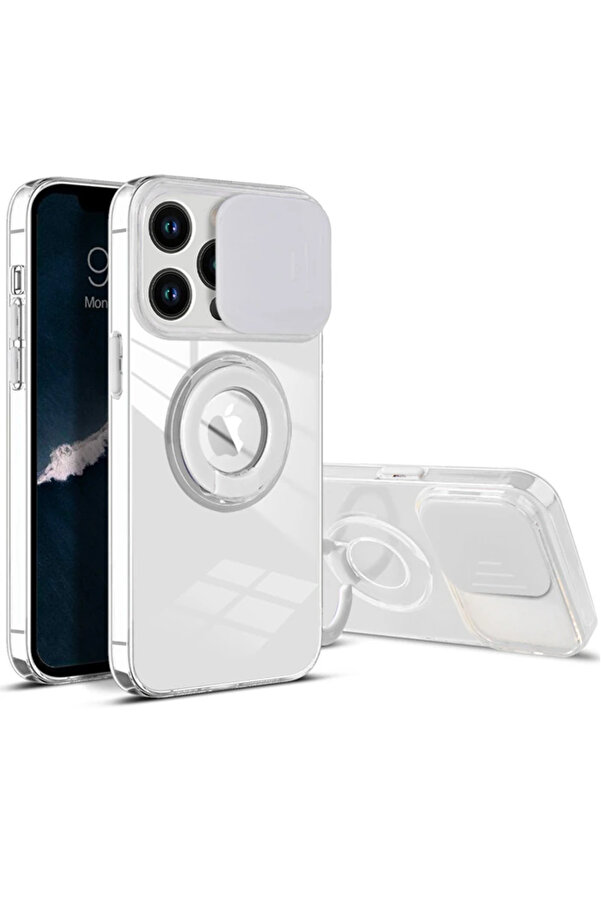 Ally İphone 13 Pro 6.1 İnç Kılıf Sürgülü Kamera Lens Korumalı Yüzük Sta - Dropx5863-4542