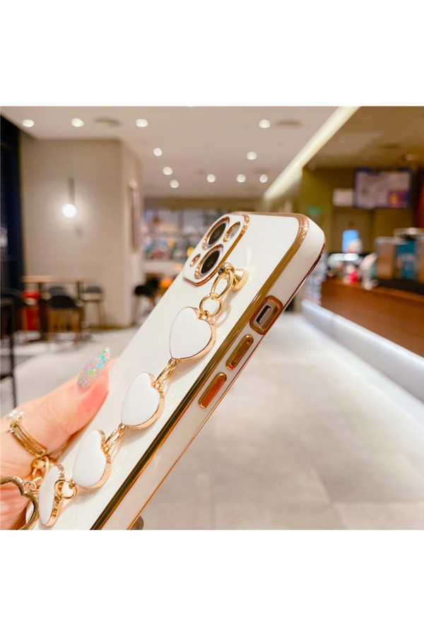 Ally İphone 13 Mi̇ni̇ 5.4İnç Kılıf Kalp Bi̇lekli̇k Tutuculu Lüx Si̇li̇kon Askılı - Dropx7008-8835