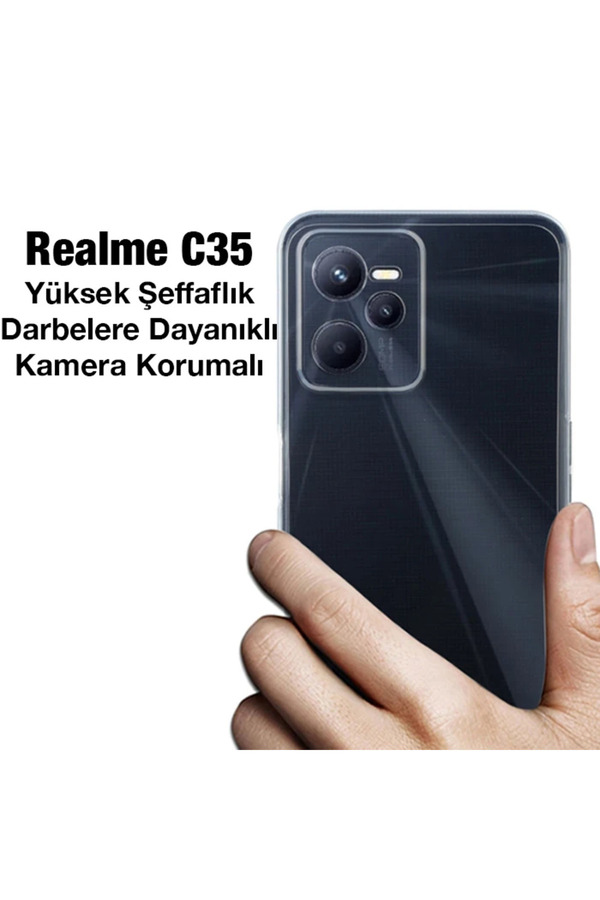 Ally Realme C35 Uyumlu Kılıf Kamera Korumalı Ultra İnce Şeffaf Si̇li̇kon Kılıf-(5775) - Hrn7062-2322