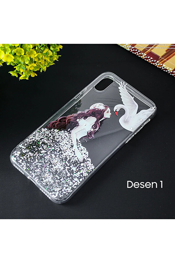 İphone X Xs 3D Di̇amond Elbi̇se Şeffaf Si̇li̇kon Kılıf-(1903) - Dropx2299-3071