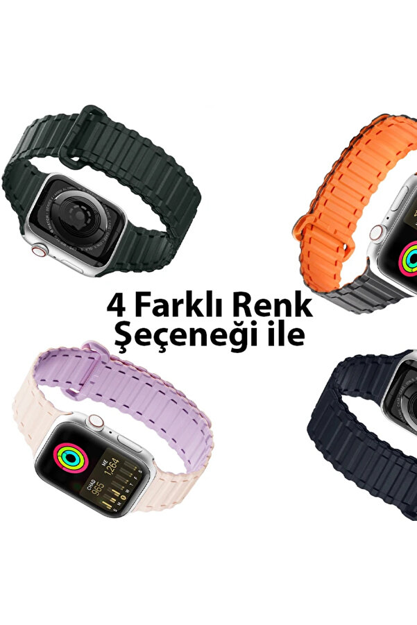 Dux Duci̇s Apple Watch 42/44/45Mm İçi̇n Manyeti̇k Armor Si̇li̇kon Kordon Kayış-(19 - Dropx1534-8630