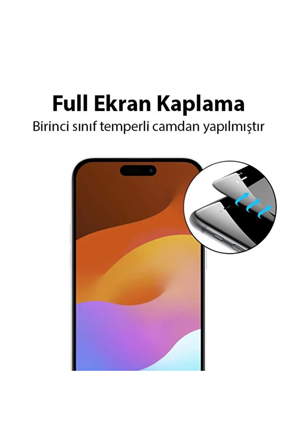 Ally İphone 15 Pro Full Glue Tempered Kırılmaz Cam Ekran Koruyucu-(1903) - Dropx3017-5374