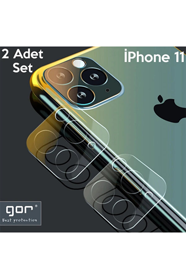 Gor İphone 11 6.1 İnch (2019) Tempered Kamera Koruma Cam 2Adet Set-(1903) - Dropx7823-8809