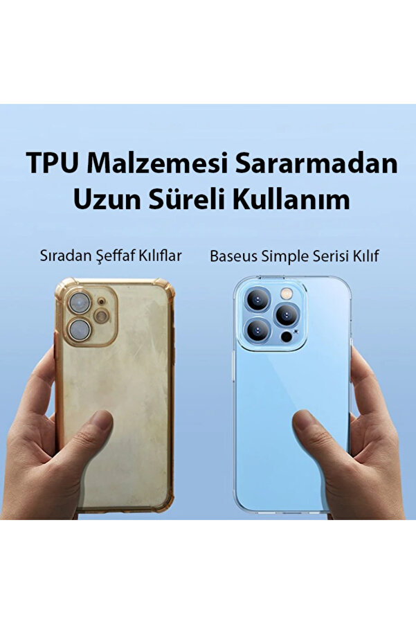Si̇mple Case İphone 14 Pro 6.1 Kamera Korumalı İnce Si̇li̇kon Şeffaf Kılıf-(5775) - Gms5074-5151