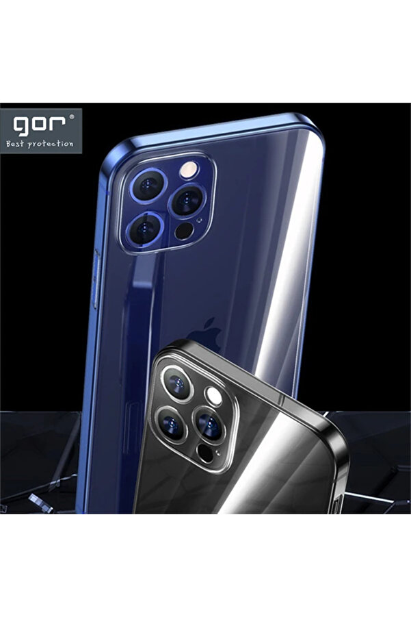 Gor İphone 12 Pro 6.1 İnch Kılıf Kamera Korumalı Şeffaf Si̇li̇kon Kılıf-(19 - Dropx8698-1749