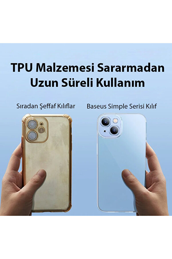 Si̇mple Case İphone 14 6.1 Kamera Korumalı İnce Si̇li̇kon Şeffaf Kılıf-(1903) - Dropx9590-9174