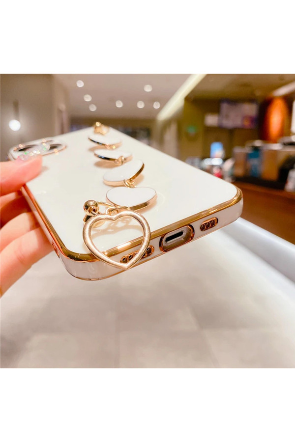 Ally İphone 13 Mi̇ni̇ 5.4İnç Kılıf Kalp Bi̇lekli̇k Tutuculu Lüx Si̇li̇kon Askılı - Dropx7008-8835