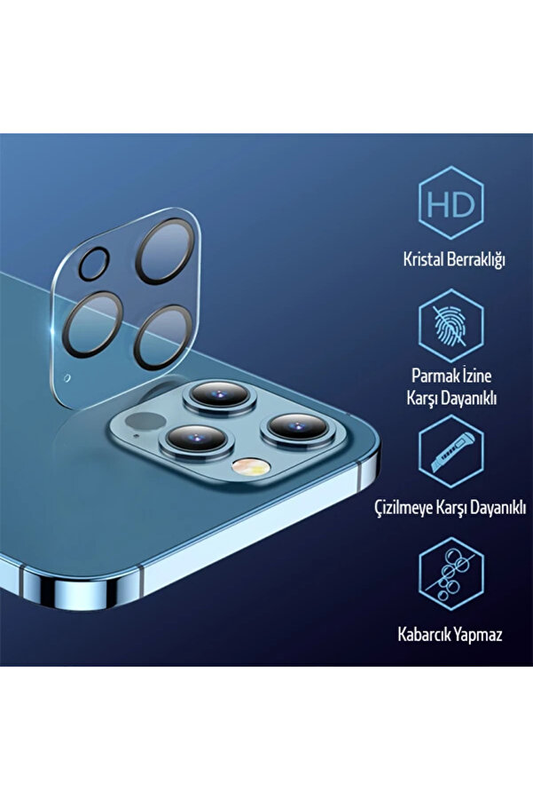 Ally İphone 12 Pro Max 3D Full Tempered Glass Cam Kamera Koruyucu-(1903) - Dropx7508-6707