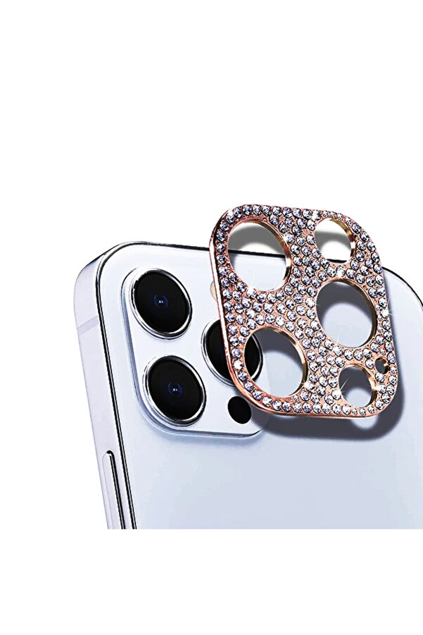 Ally İphone 12 Pro Max Kamera Koruyucu Lens Di̇amond Taş İşlemeli̇-(1903) - Ogz3653-2430