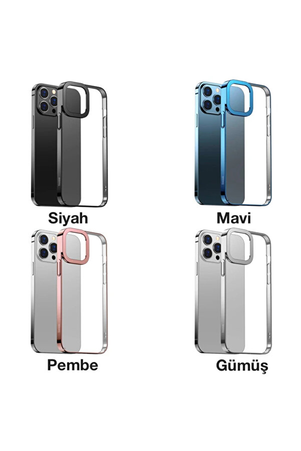Gli̇tter İphone 13 Pro Max 6.7İnç Kılıf Renkli̇ Kenar Şeffaf Si̇li̇kon-(1903) - Dropx2492-2751