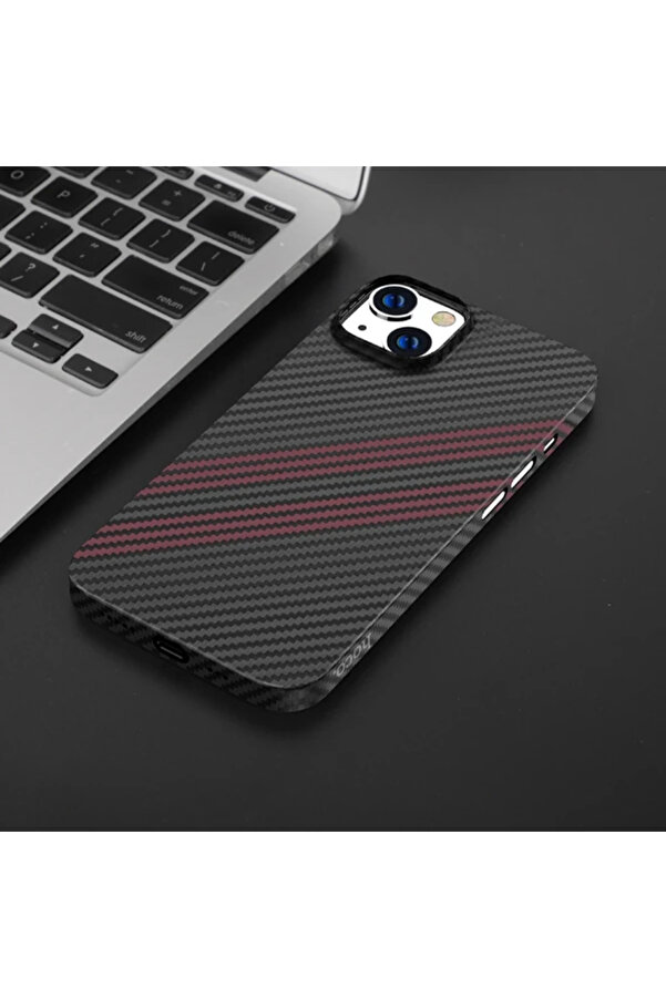 İphone 14 Plus 6.7 Uyumlu  Kılıf Kevlar Texture Darbe Emi̇ci̇ Telefon Kılıfı-(19 - Dropx2192-6530