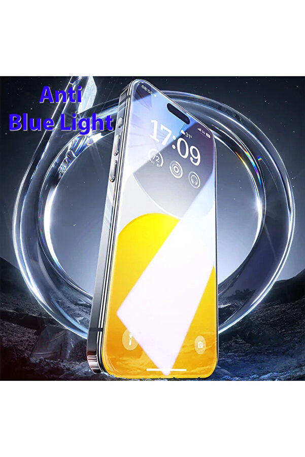Crystalli̇ne İphone 15 Pro Full Koruma Anti̇ Mavi̇ Işık Tempered Cam Ekran Koruyucu-( - Gms2574-5695