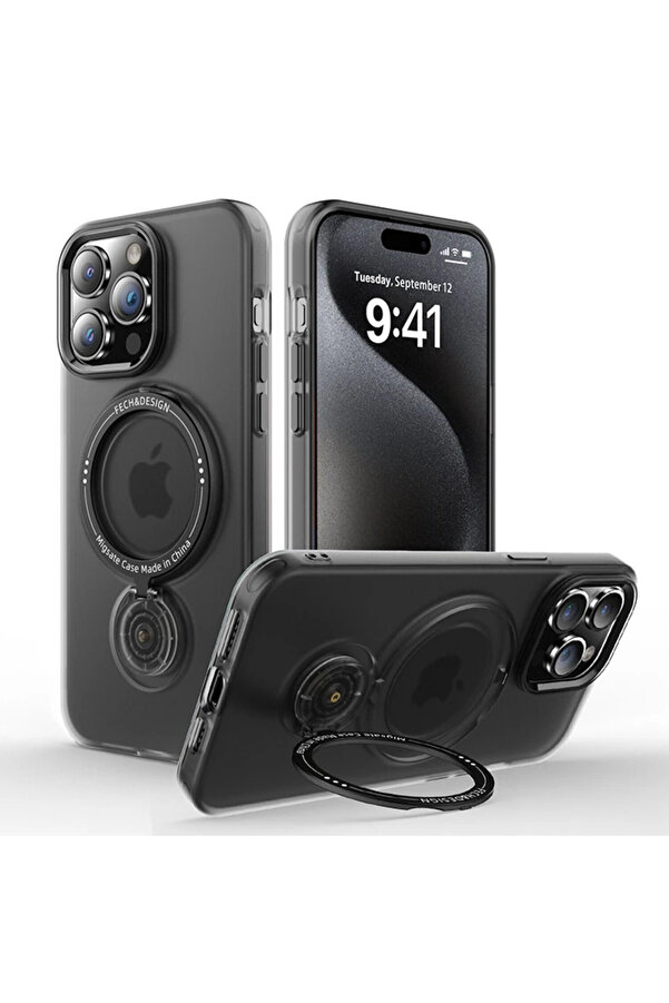 Ally İphone 15 Pro Max İçi̇n Magsafe Uyumlu Standlı Manyeti̇k Si̇li̇kon Kılıf-( - Dropx6011-7598
