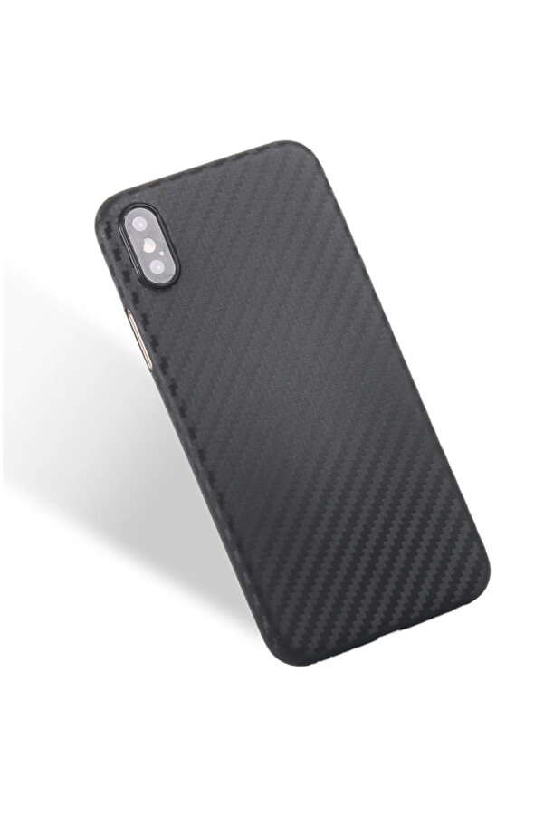 İphone X Xs Carbon Fi̇ber Dokulu Yumuşak Pc Kılıf-(1903) - Dropx6572-5262