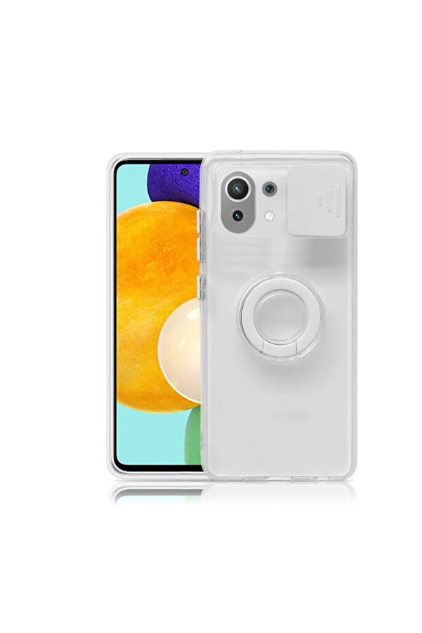 Xi̇aomi̇ Mi̇ 11 Li̇te Kılıf Sürgülü Kamera Lens Korumalı Yüzük Standlı Si̇li̇ - Dropx3278-7183