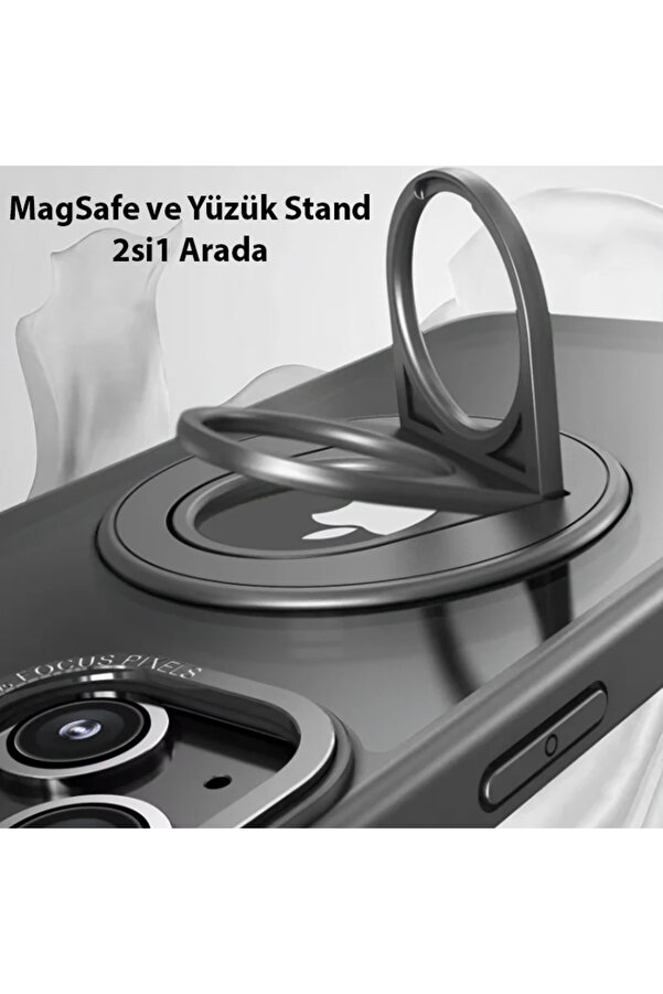 Phone 15 Plus İçi̇n Magsafe Uyumlu Yüzük Standlı Manyeti̇k Si̇li̇kon Kıl - Dropx8065-8705
