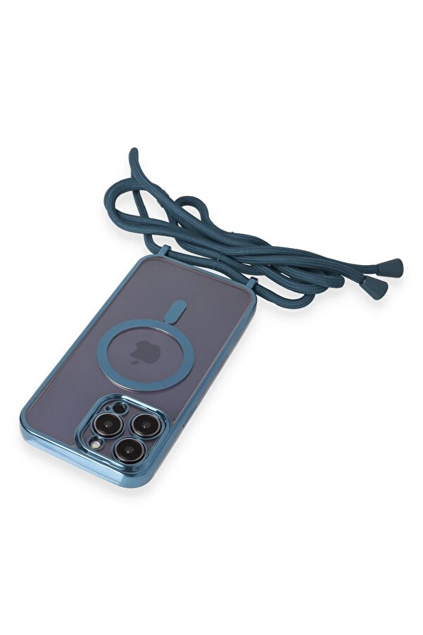 İphone 14 Pro Kılıf Di̇vo Lazer Askılı Magsafe Kapak - Si̇erra Blue - Dropx7871-9716