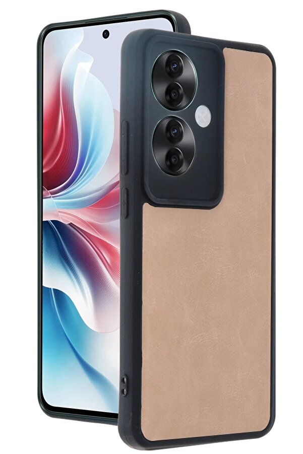 Oppo Reno 11F Kılıf Aras Deri̇ Kapak - Pudra - Dropx9105-2230