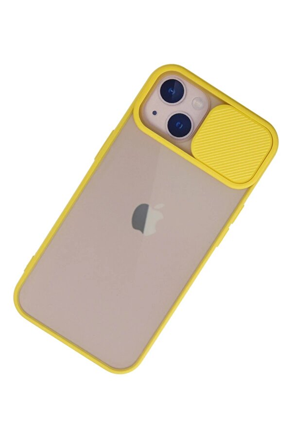 İphone 13 Kılıf Palm Buzlu Kamera Sürgülü Si̇li̇kon - Sarı - Dropx5590-7369