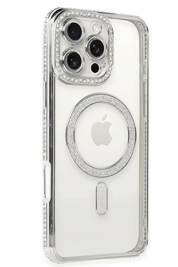 İphone 16 Pro Kılıf Joke Si̇mli̇ Magneti̇csafe Kılıf - Gümüş