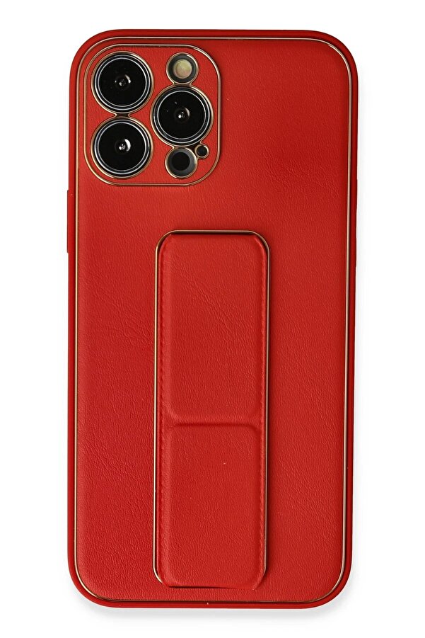 İphone 13 Pro Max Kılıf Coco Deri̇ Standlı Kapak - Kırmızı