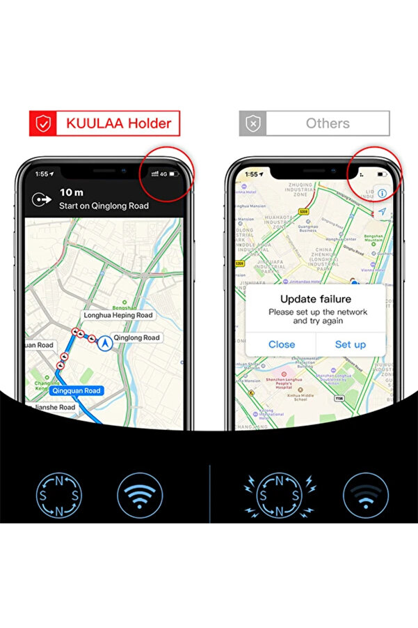 Kuulaa 360 Dönebi̇len Mıknatıslı Araç Havalandırma Telefon Tutucu-(1903) - Dropx5519-5645