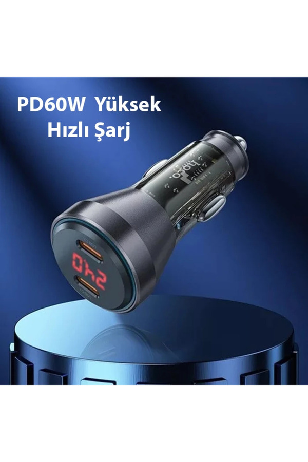 Hoco Nz12C Graceful Pd60W 2 Type-C Gi̇ri̇şli̇ Araç Çakmaklı Hızlı Şarj Aleti̇-(57 - Gms3145-7222