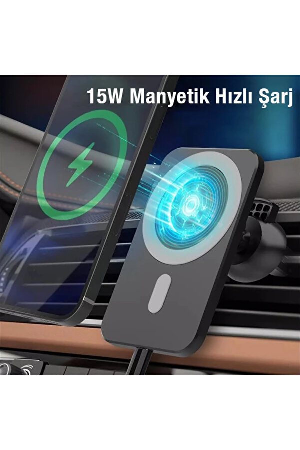 Ally N16 15W Magsafe Uyumlu Araç İçi̇ Telefon Tutucu-(1903) - Cpt209287-7239