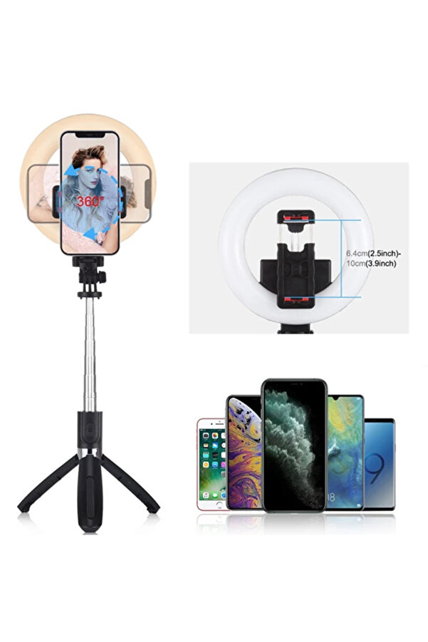 Puluz 6.3 İnch 16Cm Ri̇ng Led Canlı Yayın Bluetooth Tri̇pod Vloggi̇ng Selfi̇e Li̇ght-(5775)