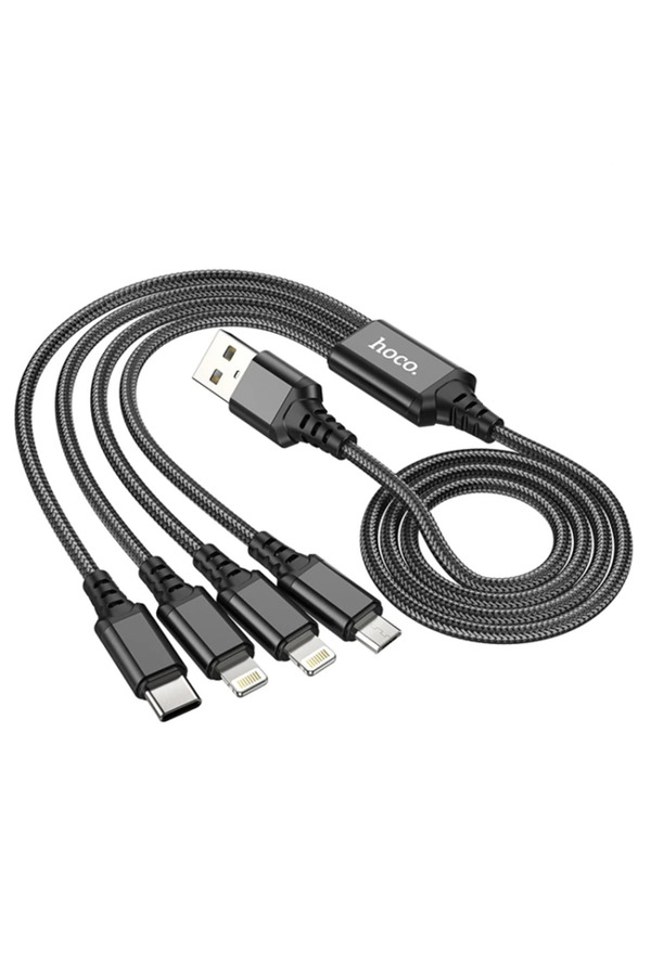 Hoco X76 4İn1 Type-C + İphone Li̇ghtni̇ng + Mi̇cro Usb 2A Şarj Kablosu-(1903) - Rovex8903-2297