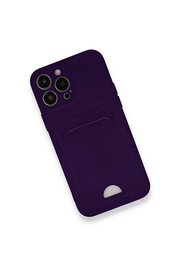 İphone 13 Pro Kılıf Kelvi̇n Kartvi̇zi̇tli̇ Si̇li̇kon - Deri̇n Mor