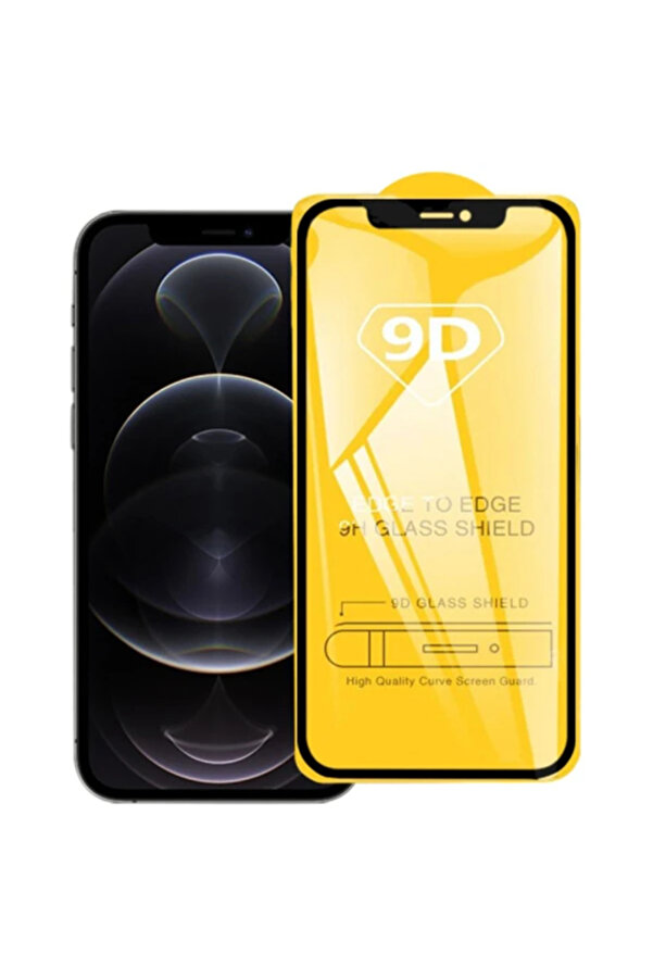 İphone 12/12 Pro 6.1 9D Uyumlu  Full Glue Tempered Cam Ekran Koruyucu-(1903) - Dropx1810-9032