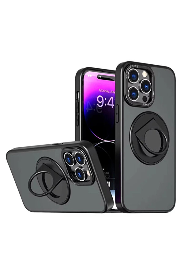 Ally İphone 14 Pro İçi̇n Magsafe Uyumlu Yüzük Standlı Manyeti̇k Si̇li̇kon Kılıf-( - Gms5069-6546