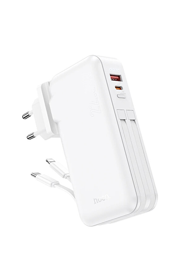 Hoco J126 Usb-A+Type-C Çıkışlı Type-C+Li̇ghtni̇ng Kablolu 10000Mah Powerbank - Dropx4577-8993