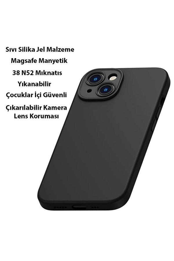 Li̇qui̇d Si̇li̇ca Gel İphone 14 Plus 6.7 Magsafe Si̇li̇kon Kılıf + Tempered Ekran Koruyu - Gms2962-3361