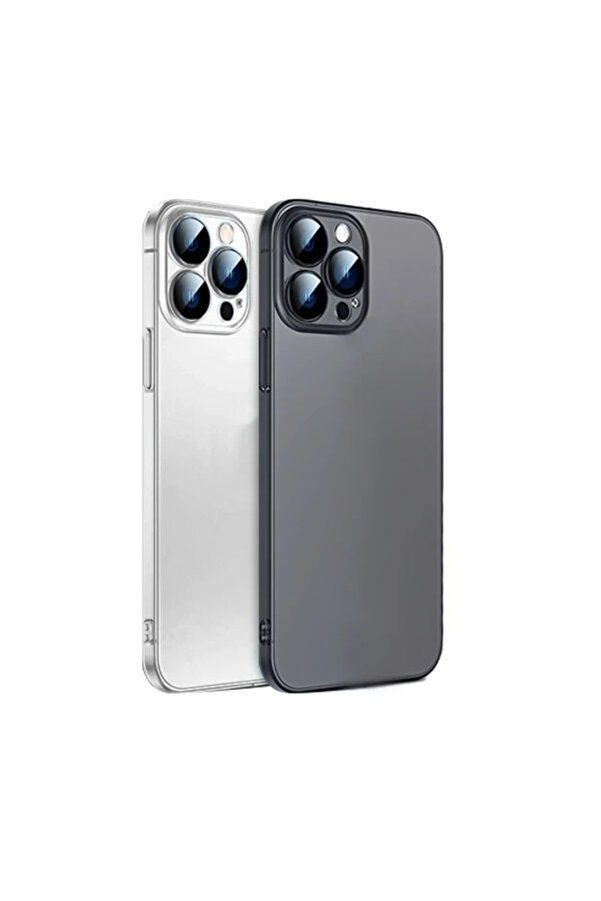 Ally İphone 13 Pro Max 6.7İnch Frosted Glass Şeffaf Kamera Korumalı Kılıf-(1 - Dropx7424-7021